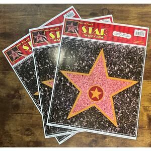 3 Pack 12”x15” Hollywood Star Peel 'N Place Wall Cling/Party Accessory/Birthday
